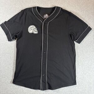 Lurking Class Mens Button Up Skull Baseball Jersey Sz L ? Very Good Cond.